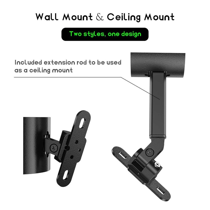 Yibracki Wall and Ceiling Mount for Bose 161, 151 SE Environmental Speakers, Multiple Tilt & Swivel Adjustable Mounting Bracket Compatible with Bose Model 100 Speakers, Single Black - Image 4